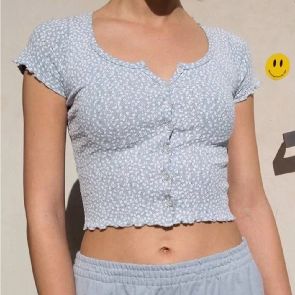 Brandy Melville Floral Zelly Ruffle Top